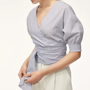 Aritzia Babaton Thenardier Blouse - Blue/White stripes - PRICE DROP